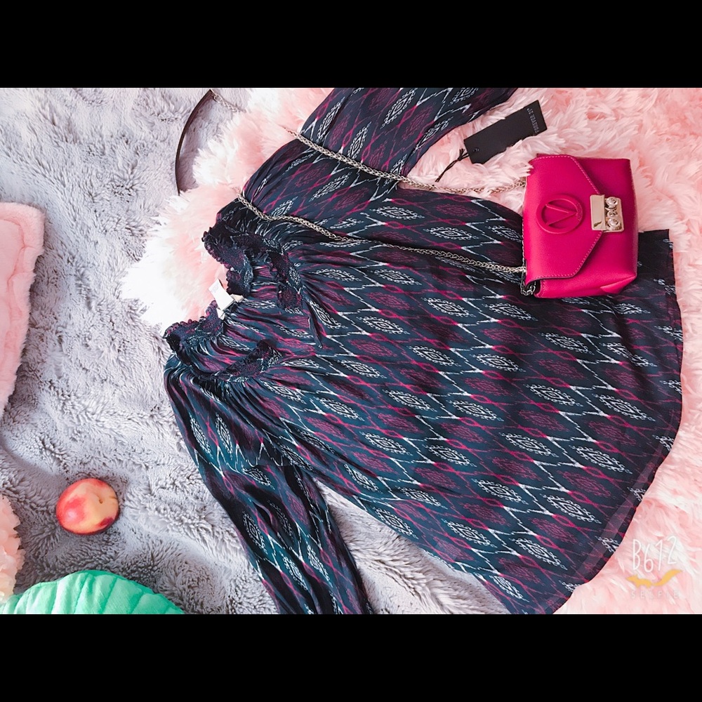 Beautiful Color Deep Purple Ruffle Neck Top